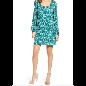 Green Flower printed mini dress